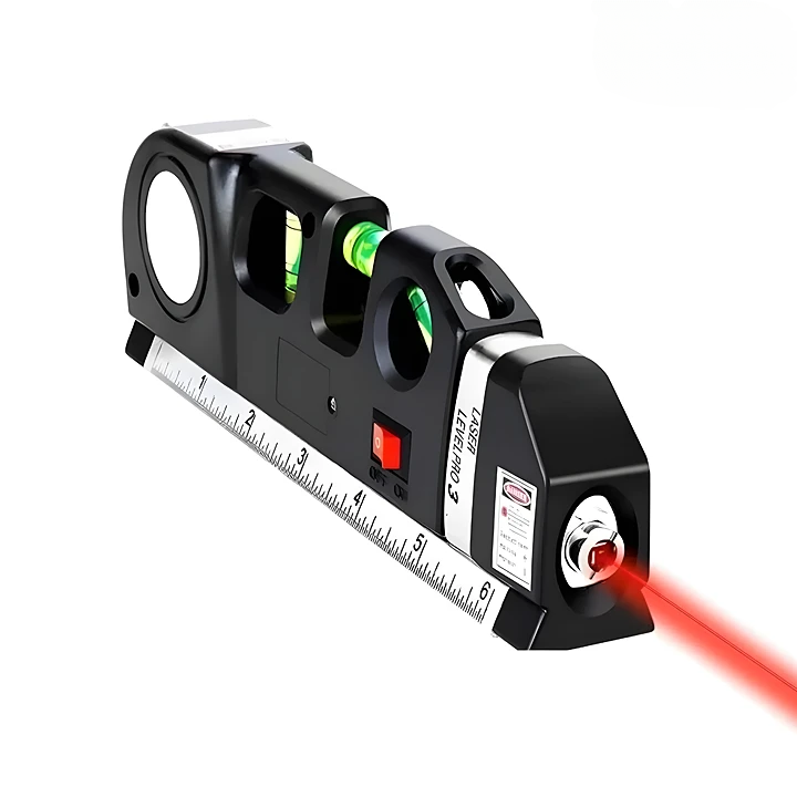 Nivel Láser Pro 3 en 1 con Cinta Métrica (Herramienta de Precisión)