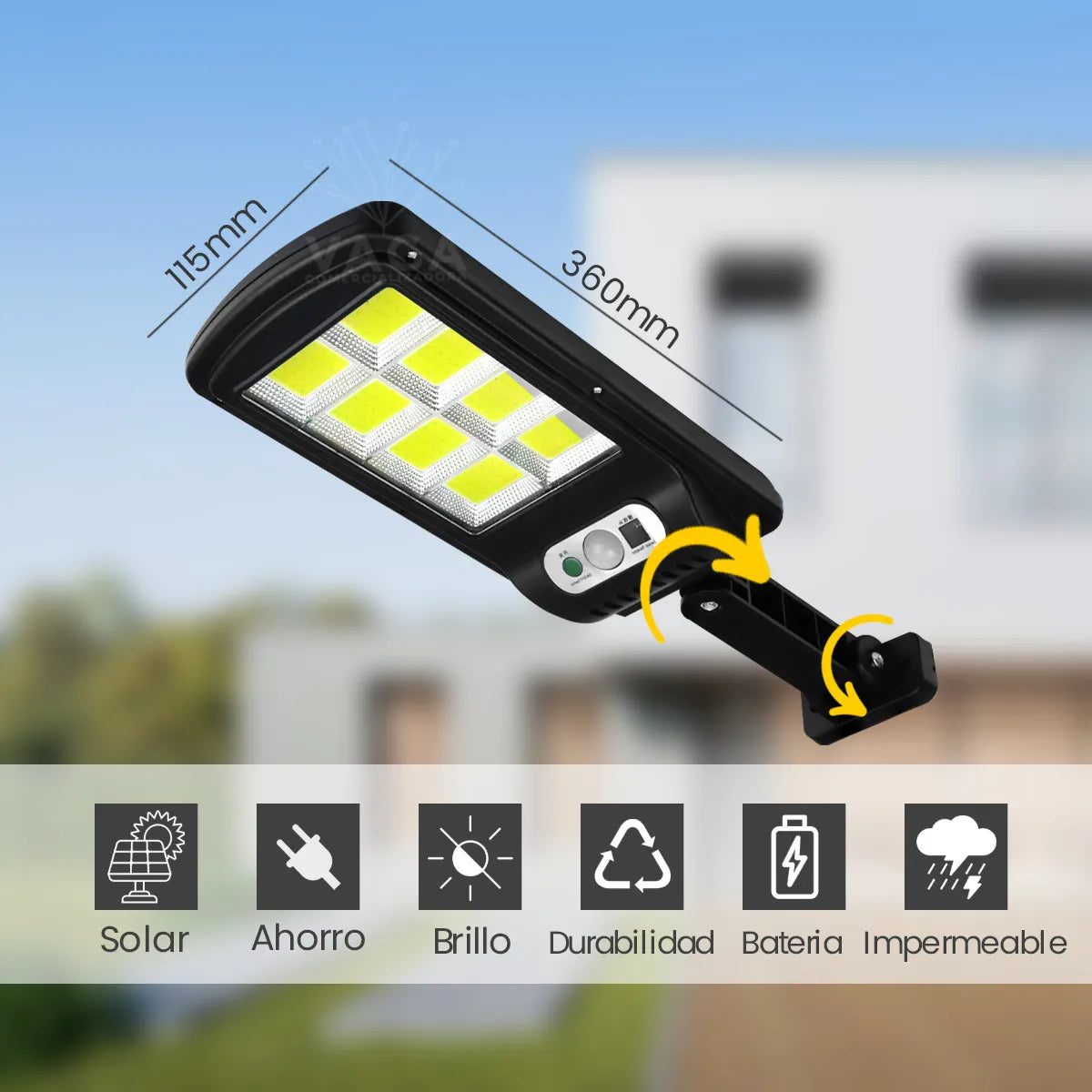 Lámpara Solar Suburbana LED (Tipo Alumbrado Público + Control Remoto)