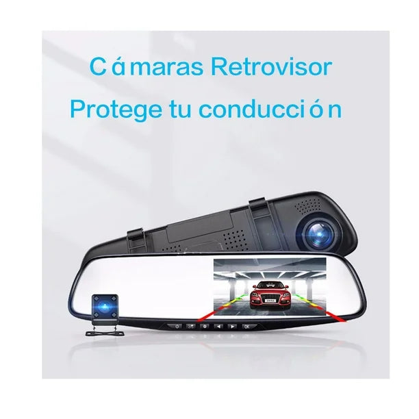 Espejo Retrovisor Inteligente Dual (Cámara Frontal + Reversa)